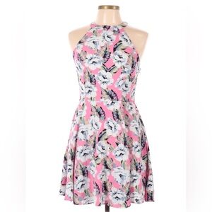 Hollister Pink Floral Skater Women’s Polyester Dress- Medium